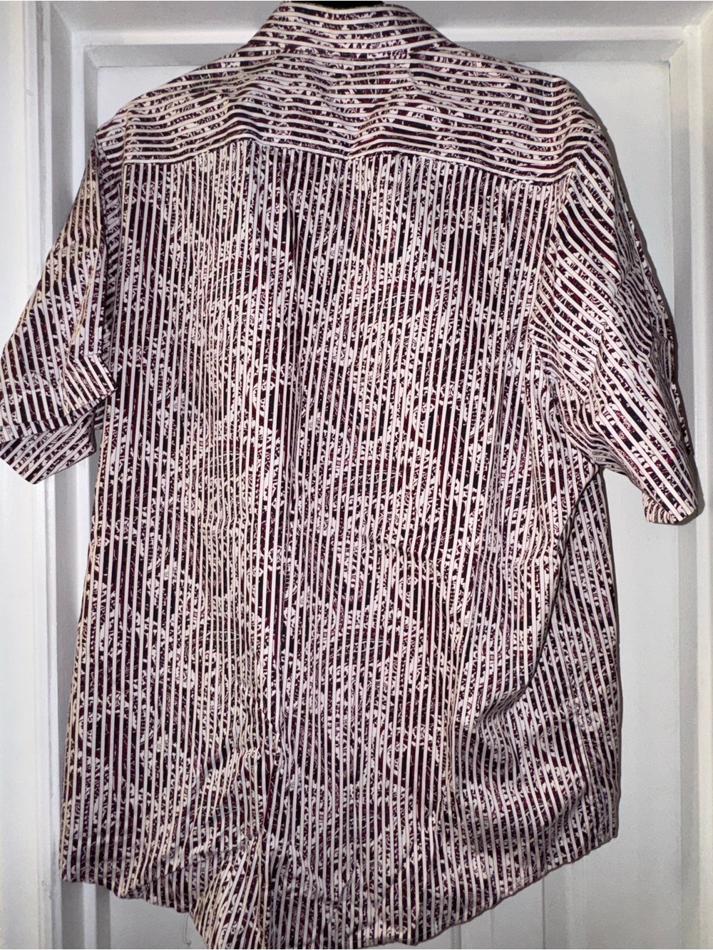Tasso Elba Short-Sleeve Button-Down Shirt in Burgundy and White